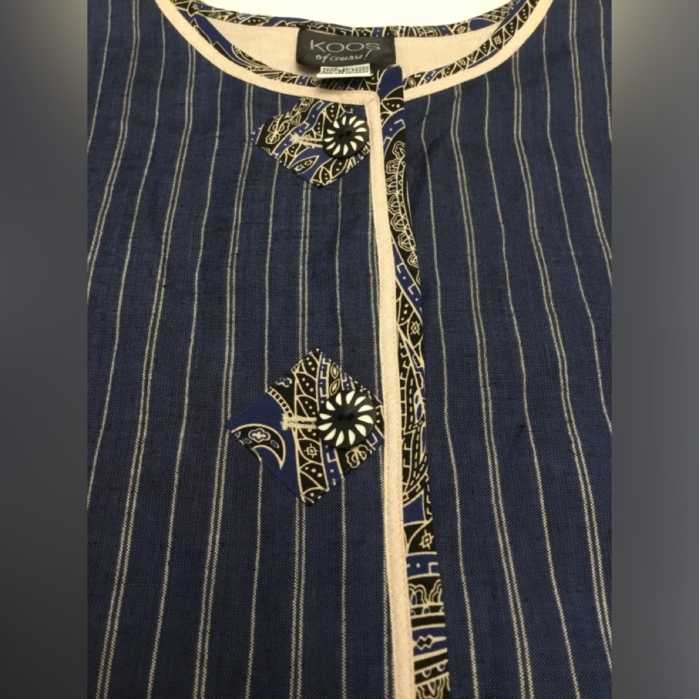 Navy Striped Jacket with Gold Accents - Picture 13 of 14